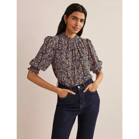 Boden Tops - Boden Smocked Detail Printed Detail Top in Multi Eden Bloom Size 20/22